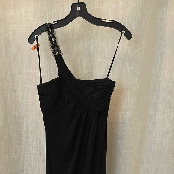 Bcbgmaxaria column black gown with one shoulder size Small - Picture 3 of 10